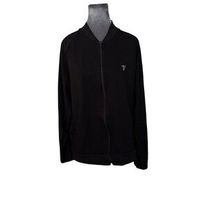 Guess Los Angeles Black Zip Track Jacket With Side Branding 1981 Logo Size L